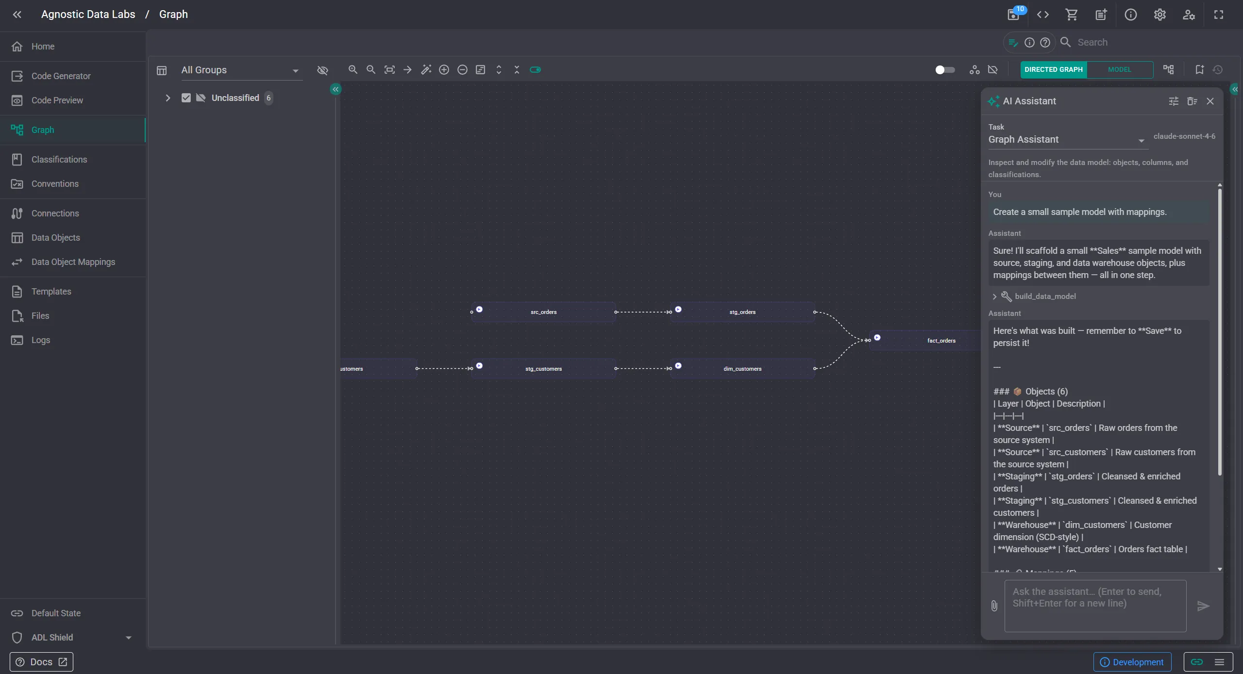 AI Assistant panel